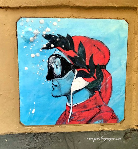 Blub street art Firenze Dante l'arte sa nuotare